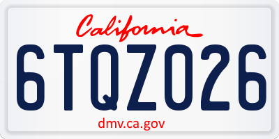 CA license plate 6TQZ026