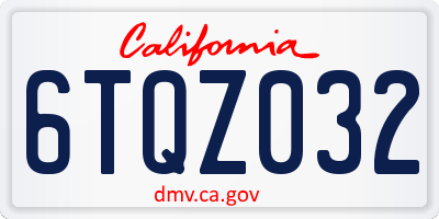 CA license plate 6TQZ032