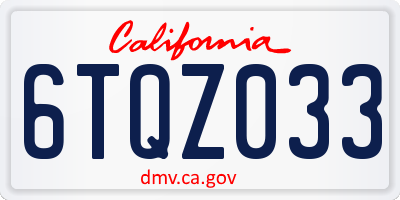 CA license plate 6TQZ033