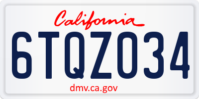 CA license plate 6TQZ034