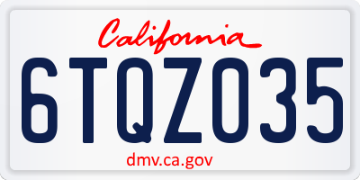 CA license plate 6TQZ035
