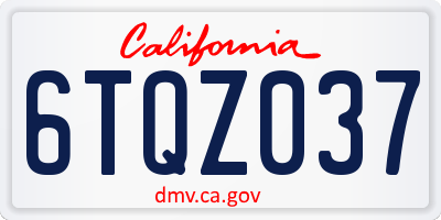 CA license plate 6TQZ037