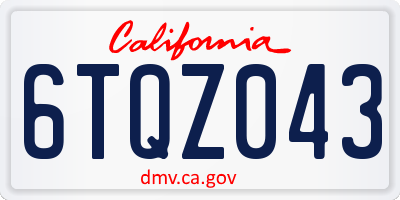 CA license plate 6TQZ043