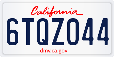 CA license plate 6TQZ044