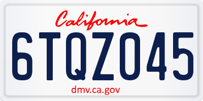 CA license plate 6TQZ045