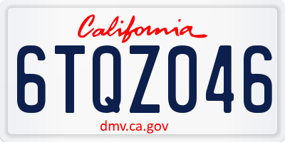 CA license plate 6TQZ046