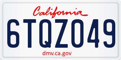 CA license plate 6TQZ049