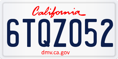 CA license plate 6TQZ052