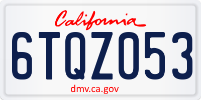 CA license plate 6TQZ053