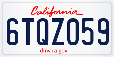 CA license plate 6TQZ059