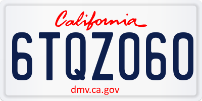 CA license plate 6TQZ060