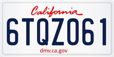 CA license plate 6TQZ061