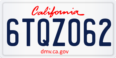 CA license plate 6TQZ062