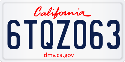 CA license plate 6TQZ063