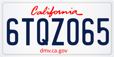 CA license plate 6TQZ065