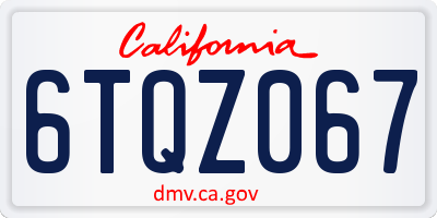 CA license plate 6TQZ067