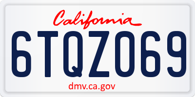 CA license plate 6TQZ069