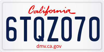 CA license plate 6TQZ070