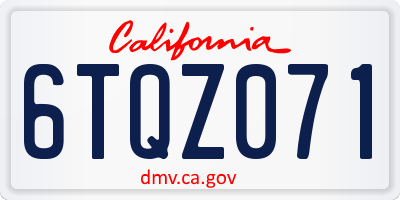 CA license plate 6TQZ071