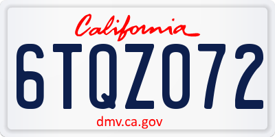 CA license plate 6TQZ072