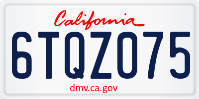 CA license plate 6TQZ075