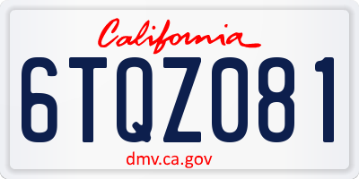 CA license plate 6TQZ081