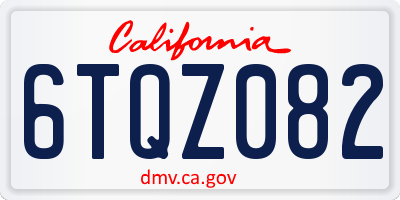 CA license plate 6TQZ082
