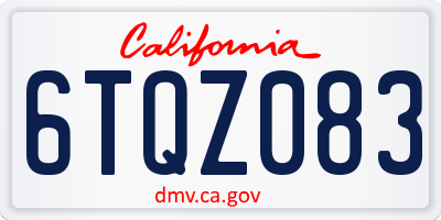 CA license plate 6TQZ083