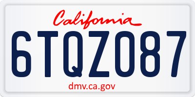 CA license plate 6TQZ087