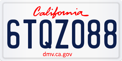 CA license plate 6TQZ088