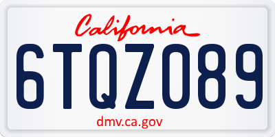 CA license plate 6TQZ089