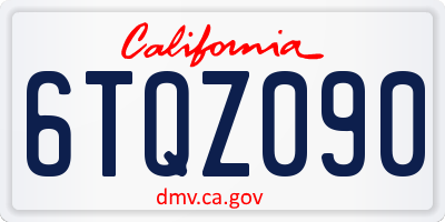 CA license plate 6TQZ090