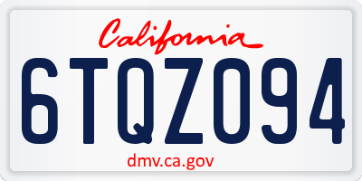 CA license plate 6TQZ094
