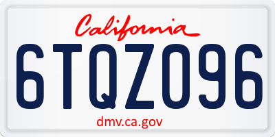 CA license plate 6TQZ096