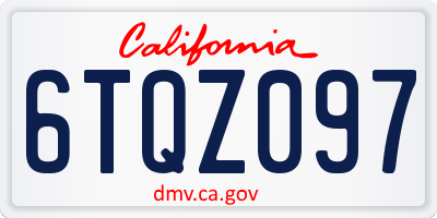 CA license plate 6TQZ097