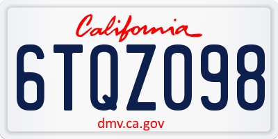 CA license plate 6TQZ098