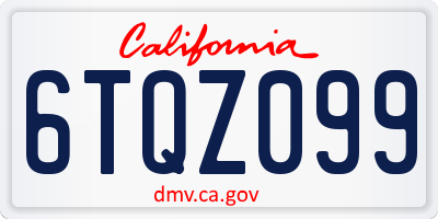 CA license plate 6TQZ099