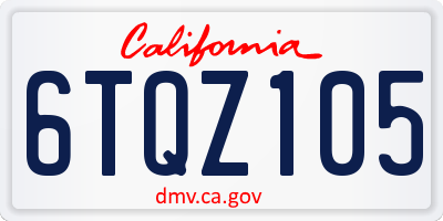 CA license plate 6TQZ105
