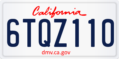 CA license plate 6TQZ110