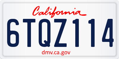 CA license plate 6TQZ114