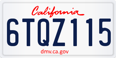 CA license plate 6TQZ115