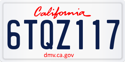 CA license plate 6TQZ117