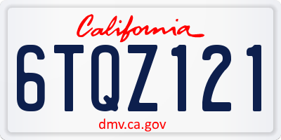 CA license plate 6TQZ121