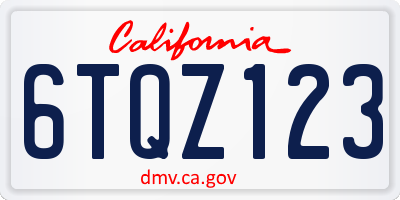 CA license plate 6TQZ123