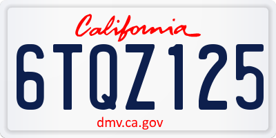 CA license plate 6TQZ125