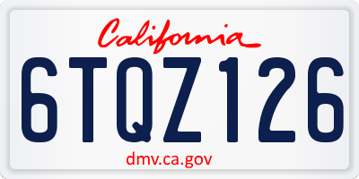 CA license plate 6TQZ126