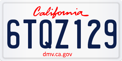 CA license plate 6TQZ129