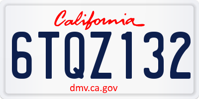 CA license plate 6TQZ132