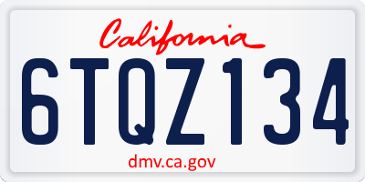 CA license plate 6TQZ134