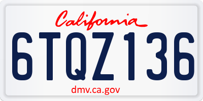 CA license plate 6TQZ136